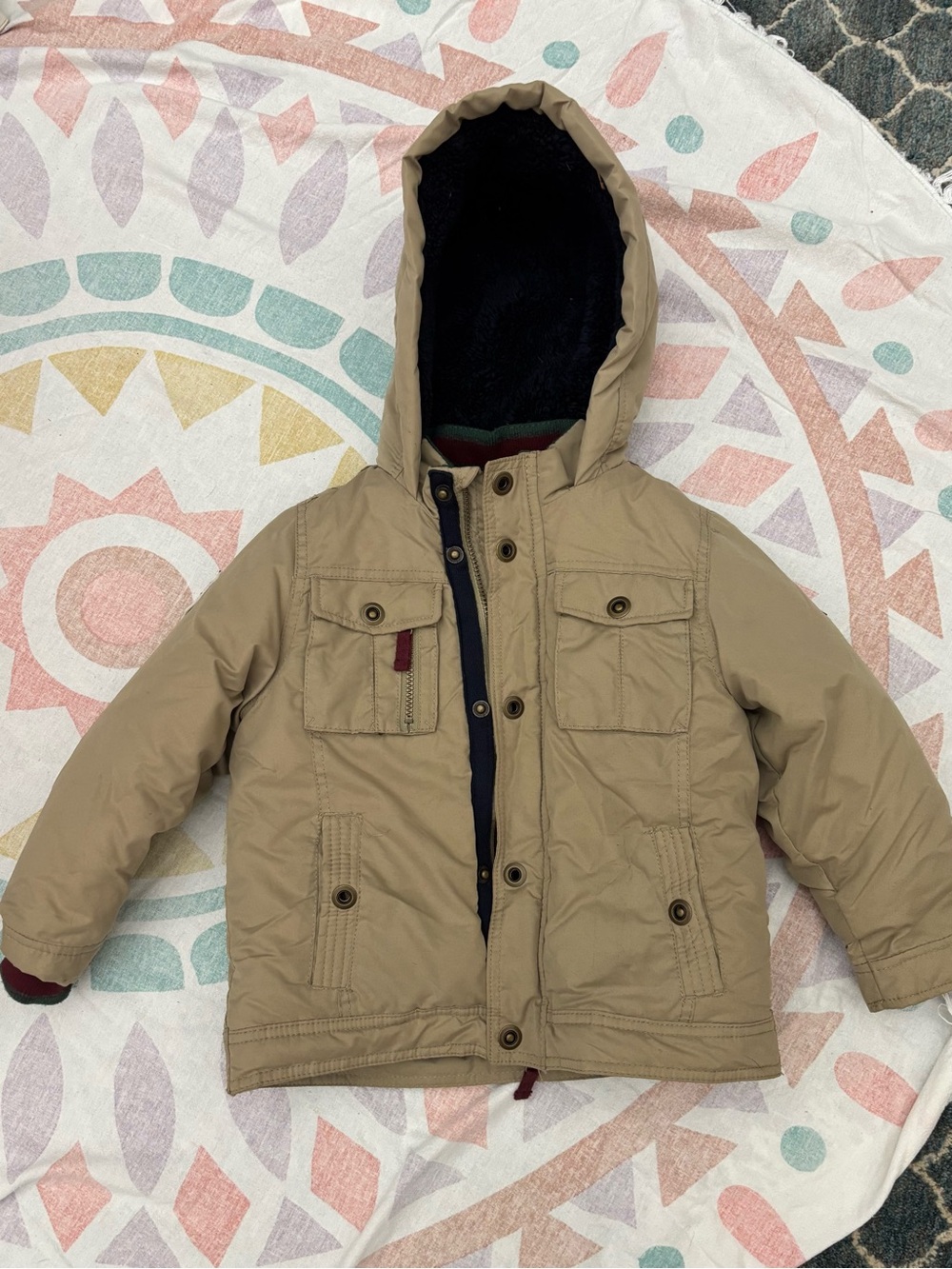 OshKosh b gosh Kids Hooded Coat - Tan soft lined puffer